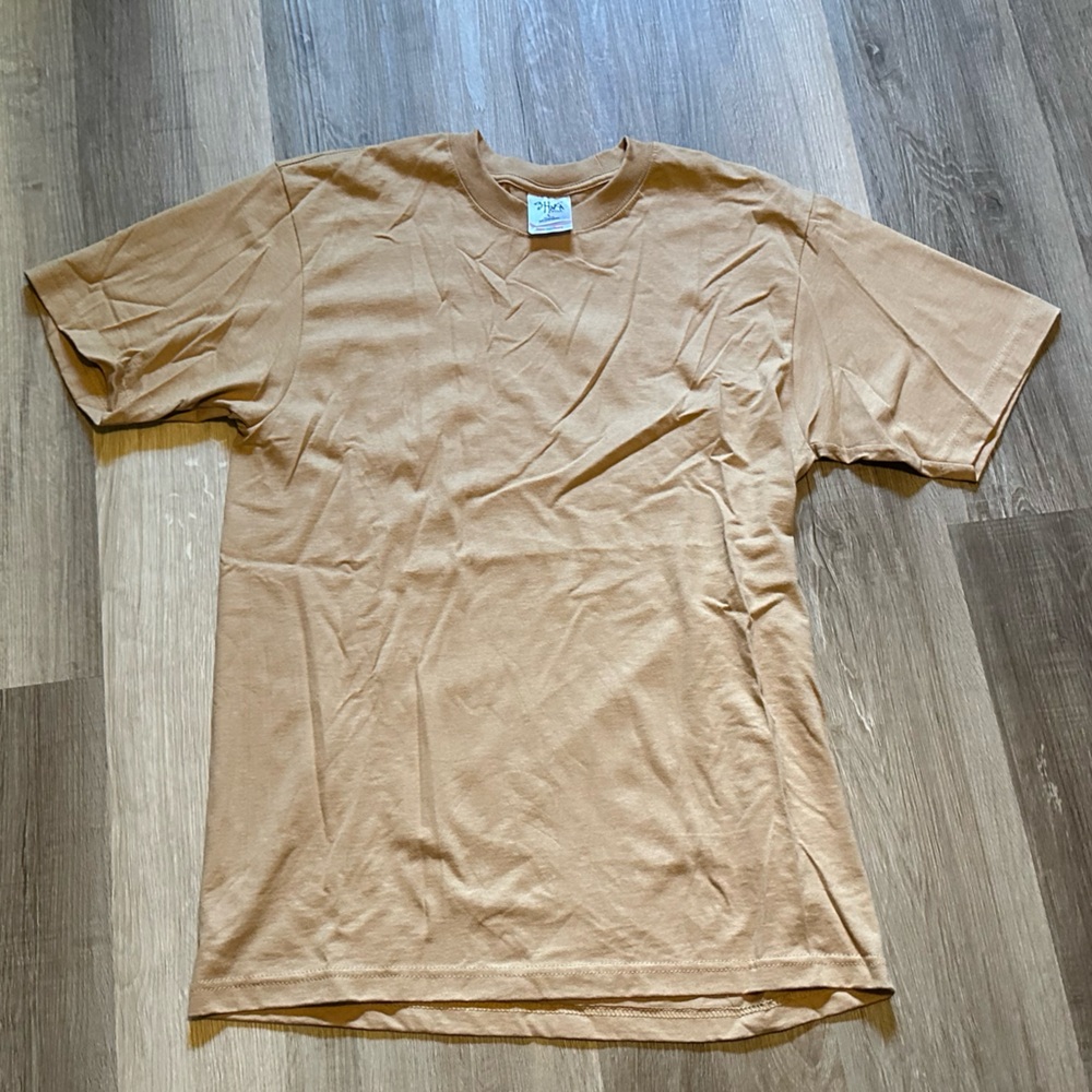 Tan Short Sleeve Crew Neck Tee